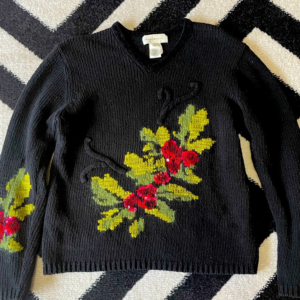 VTG Susan Bristol Hand Embroidered Sweater Size L